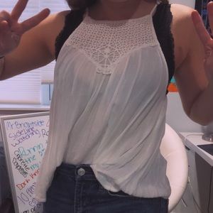 White Crochet Tank Top